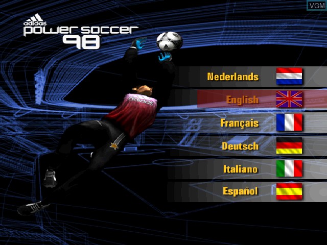 Title screen of the game Adidas Power Soccer 98 on Sony Playstation