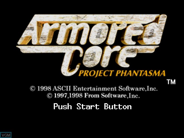 Title screen of the game Armored Core - Project Phantasma on Sony Playstation