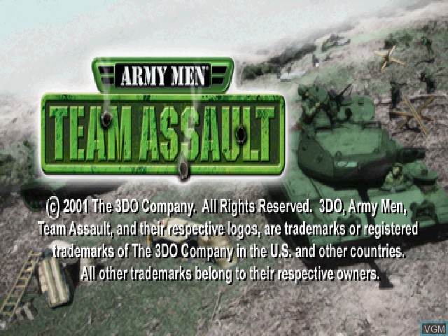 Title screen of the game Army Men - Team Assault on Sony Playstation