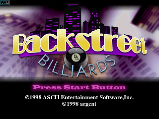 Title screen of the game Backstreet Billiards on Sony Playstation