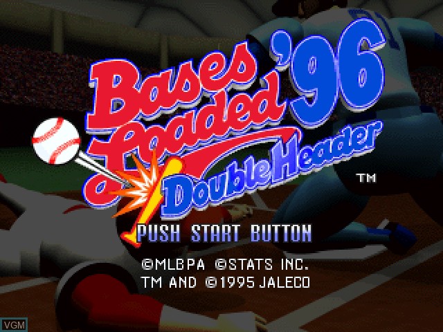 Title screen of the game Bases Loaded '96 - Double Header on Sony Playstation