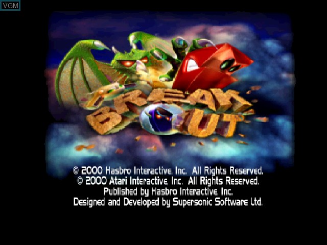 Title screen of the game Breakout on Sony Playstation