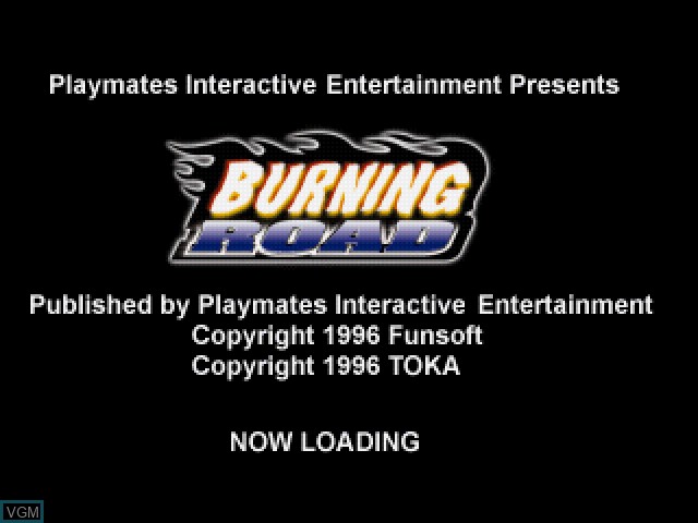 Title screen of the game Burning Road on Sony Playstation