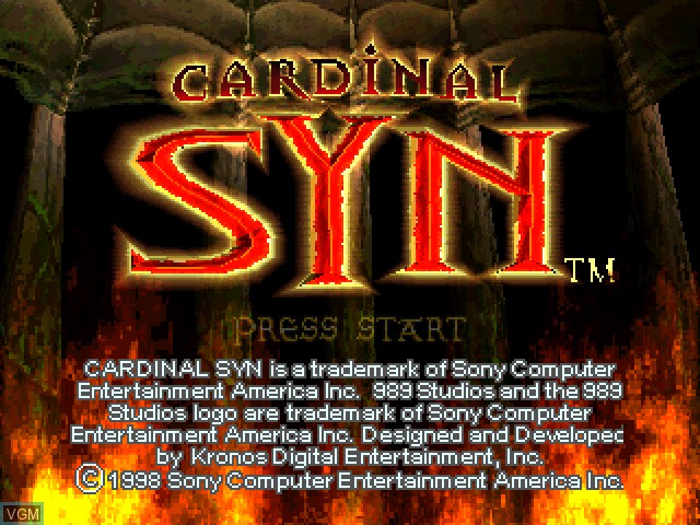 Title screen of the game Cardinal Syn on Sony Playstation