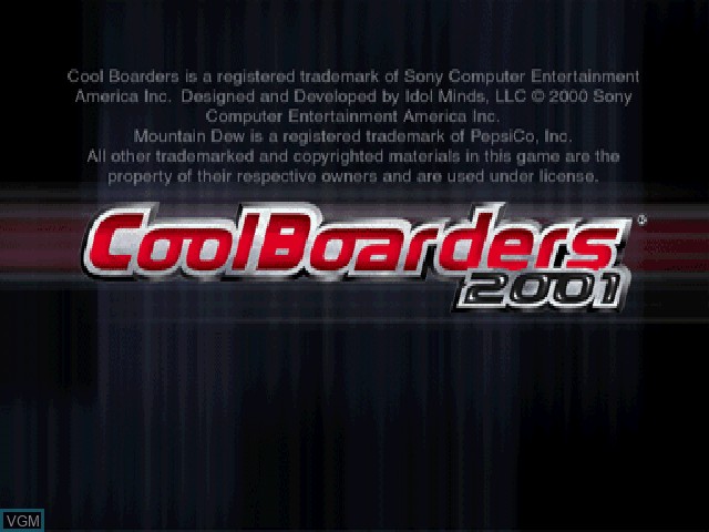 Title screen of the game Cool Boarders 2001 on Sony Playstation
