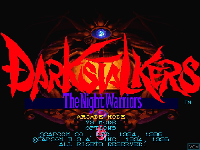 Title screen of the game Darkstalkers - The Night Warriors on Sony Playstation