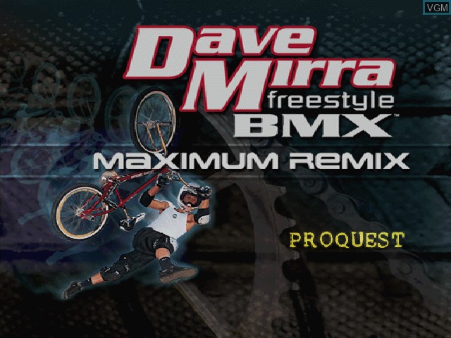 Title screen of the game Dave Mirra Freestyle BMX - Maximum Remix on Sony Playstation