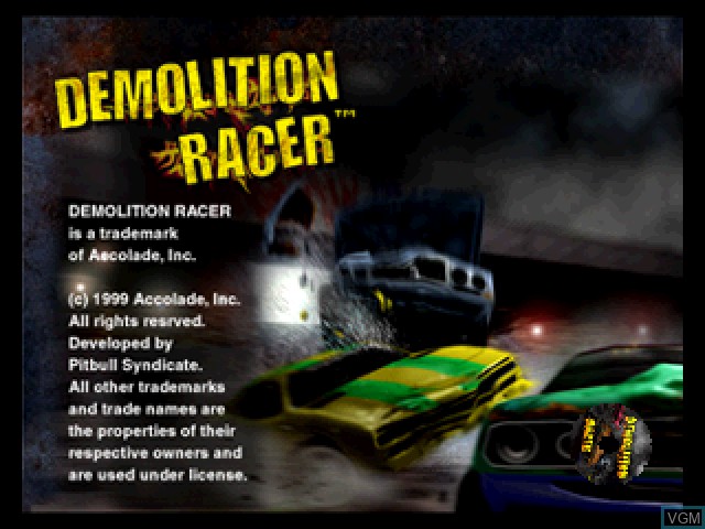 Title screen of the game Demolition Racer on Sony Playstation