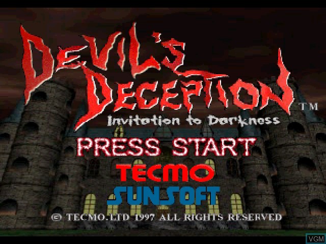 Title screen of the game Devil's Deception on Sony Playstation