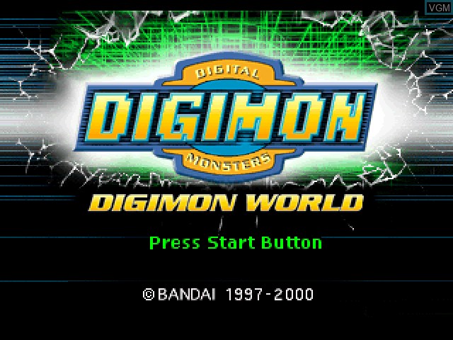 Title screen of the game Digimon World on Sony Playstation
