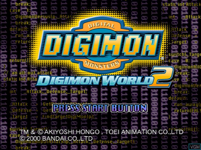 Title screen of the game Digimon World 2 on Sony Playstation