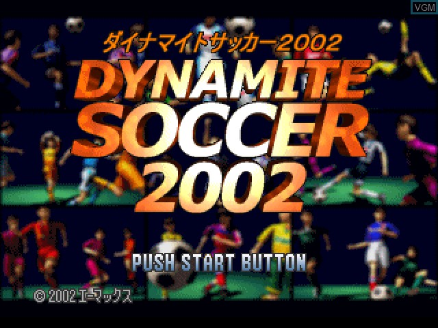 Title screen of the game Dynamite Soccer 2002 on Sony Playstation