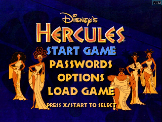 Title screen of the game Hercules Action Game on Sony Playstation
