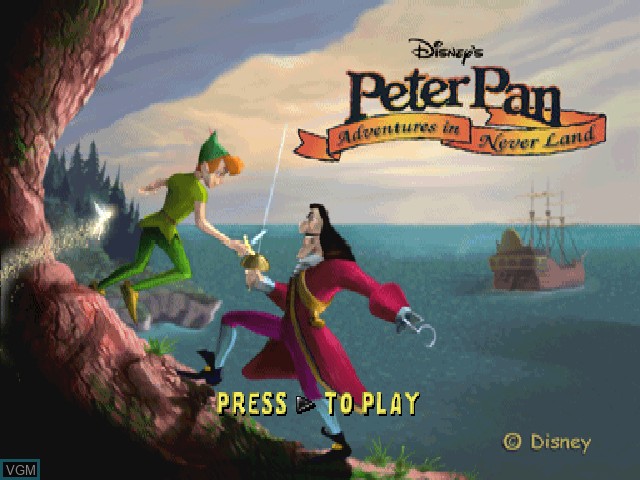 Title screen of the game Peter Pan - Adventures In Never Land on Sony Playstation