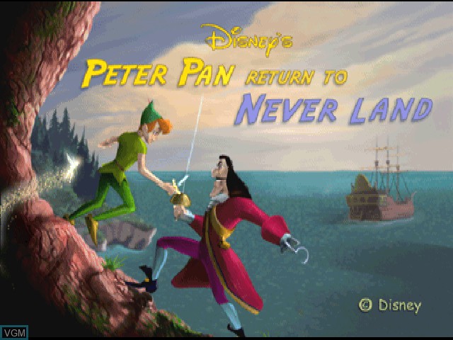 Title screen of the game Peter Pan in Disney's Return to Neverland on Sony Playstation
