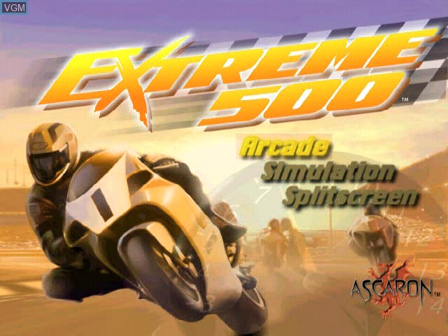 Title screen of the game Extreme 500 on Sony Playstation