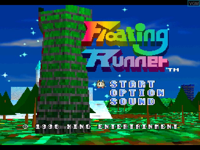 Title screen of the game Floating Runner - Quest for the 7 Crystals on Sony Playstation