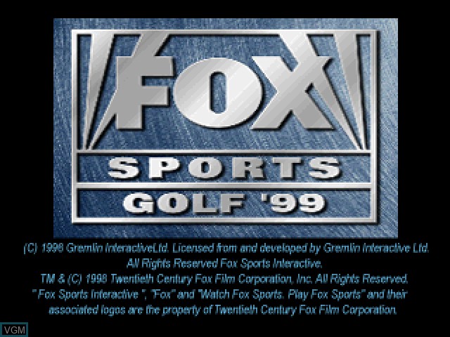 Title screen of the game Fox Sports Golf '99 on Sony Playstation
