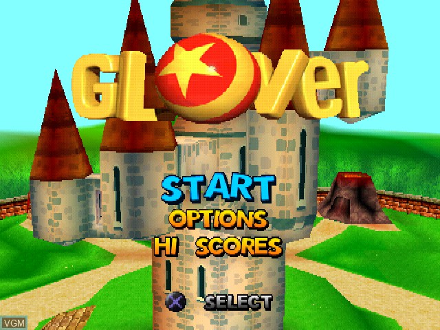 Title screen of the game Glover on Sony Playstation