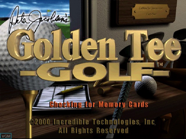 Title screen of the game Peter Jacobsen's Golden Tee Golf on Sony Playstation
