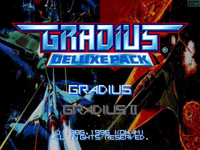 Title screen of the game Gradius Deluxe Pack on Sony Playstation