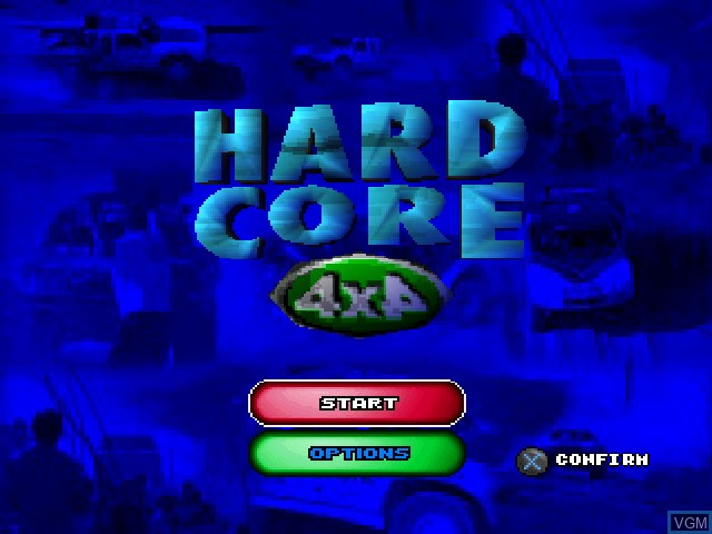 Title screen of the game Hardcore 4X4 on Sony Playstation