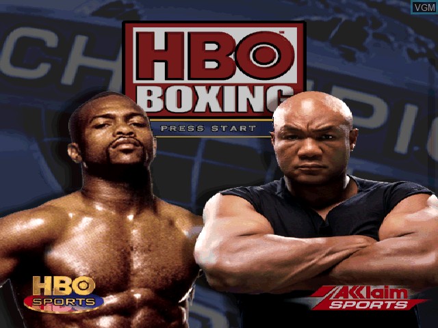 Title screen of the game HBO Boxing on Sony Playstation
