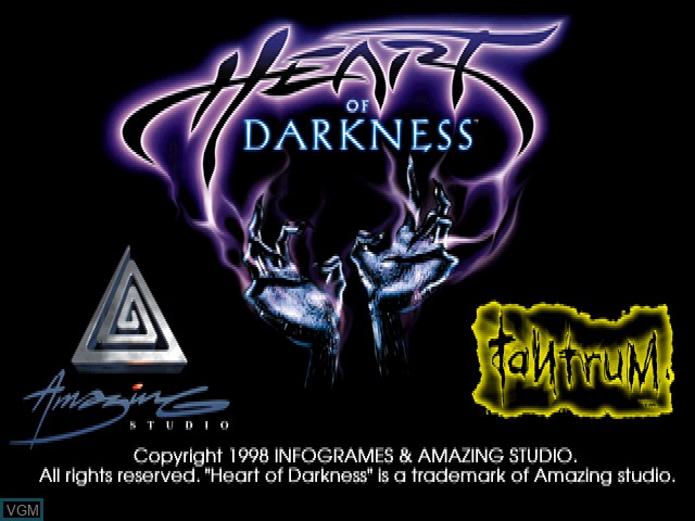 Title screen of the game Heart of Darkness on Sony Playstation