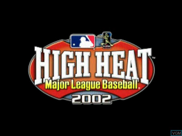 Title screen of the game High Heat Major League Baseball 2002 on Sony Playstation