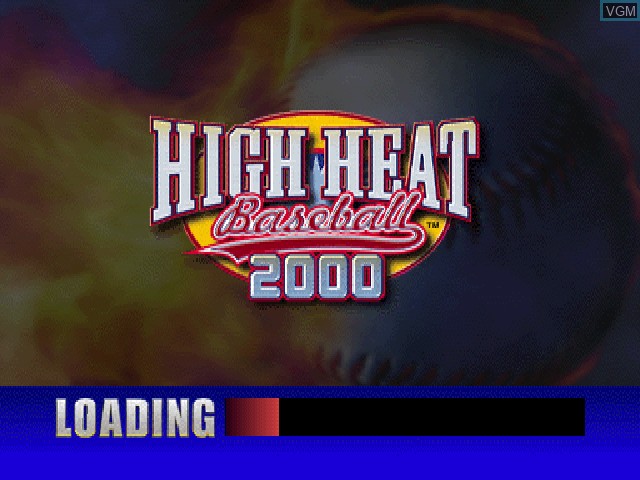 Title screen of the game High Heat Baseball 2000 on Sony Playstation