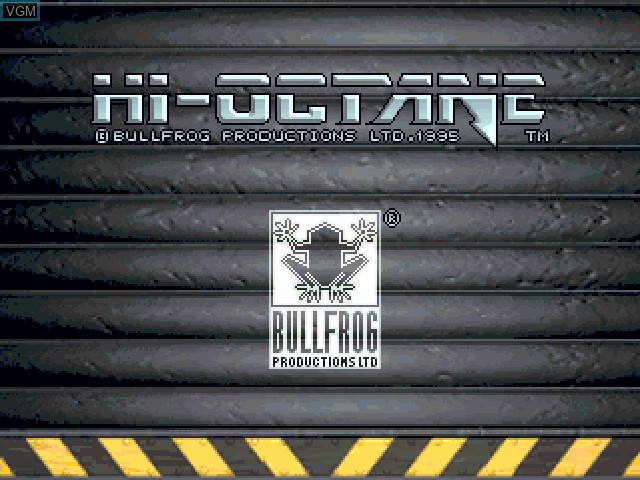Title screen of the game Hi-Octane - The Track Fights Back! on Sony Playstation