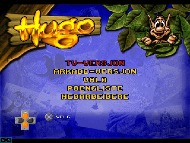 Title screen of the game Hugo on Sony Playstation