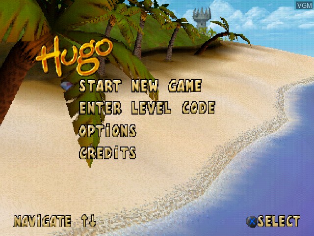 Title screen of the game Hugo - Black Diamond Fever on Sony Playstation