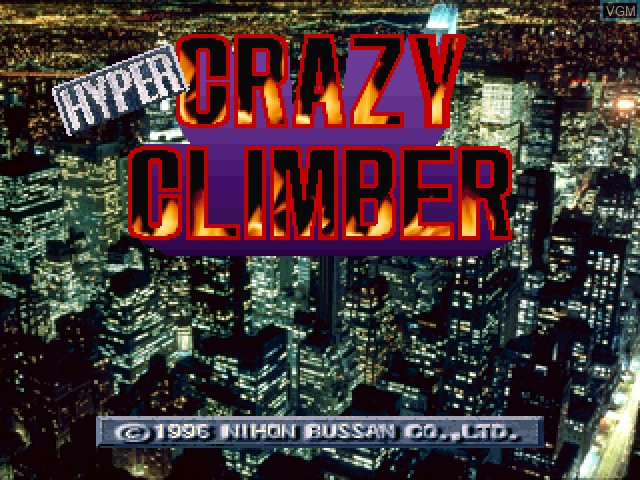 Title screen of the game Hyper Crazy Climber on Sony Playstation
