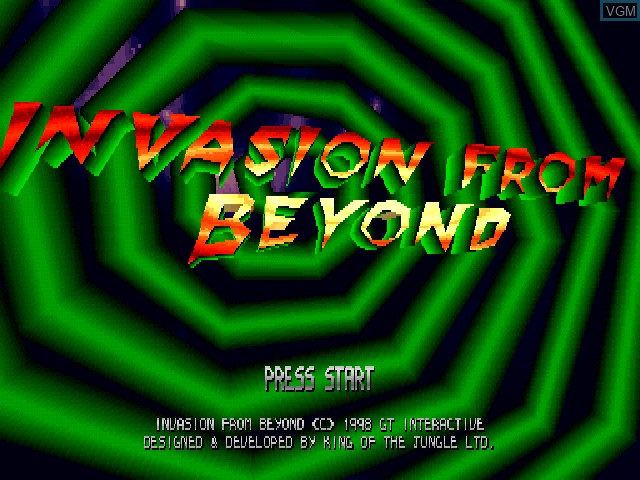 Title screen of the game Invasion From Beyond on Sony Playstation