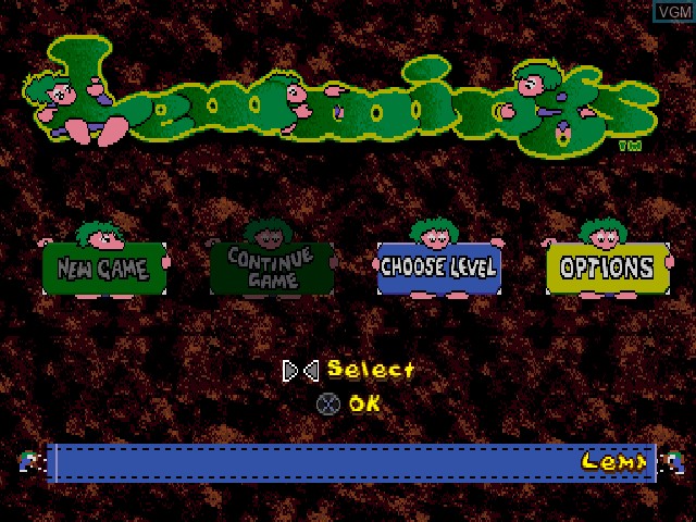 Title screen of the game Lemmings & Oh No! More Lemmings on Sony Playstation