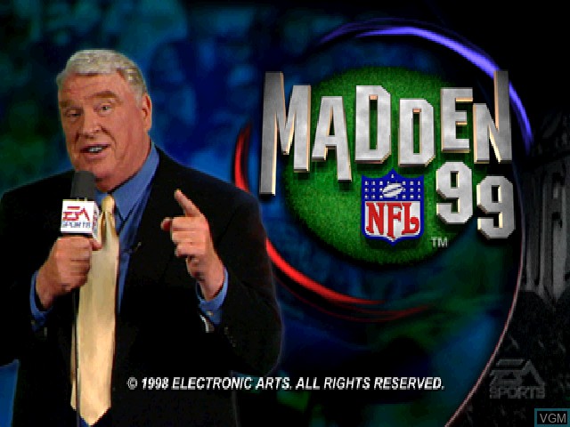 Title screen of the game Madden NFL 99 on Sony Playstation