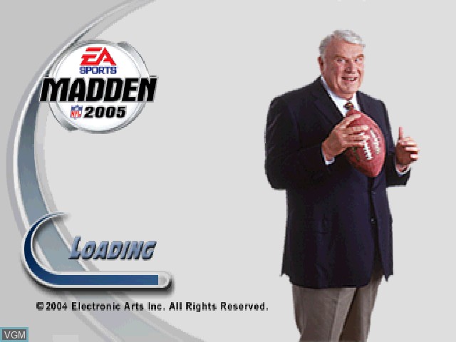 Title screen of the game Madden NFL 2005 on Sony Playstation