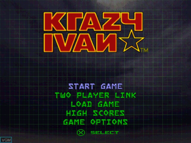 Title screen of the game Krazy Ivan on Sony Playstation