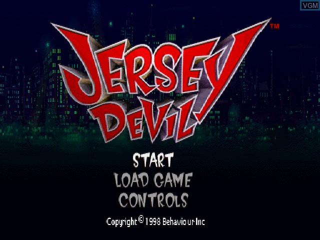 Title screen of the game Jersey Devil on Sony Playstation
