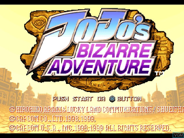 Title screen of the game Jojo's Bizarre Adventure on Sony Playstation