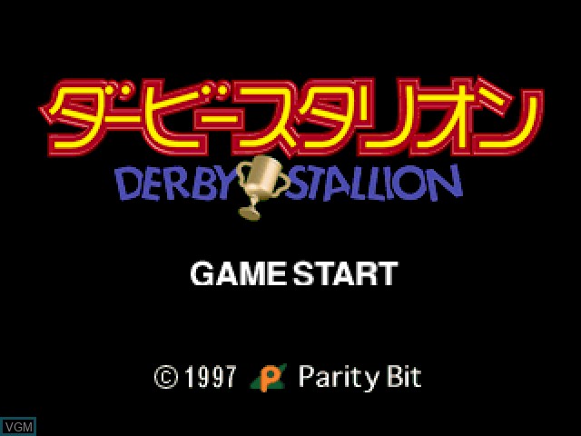 Title screen of the game Derby Stallion on Sony Playstation