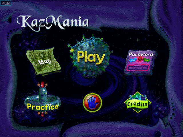 Title screen of the game KazMania 1 - Trail of Gems on Sony Playstation
