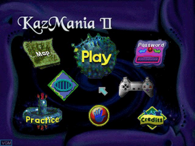 Title screen of the game KazMania 2 - Chaos in KazMania on Sony Playstation