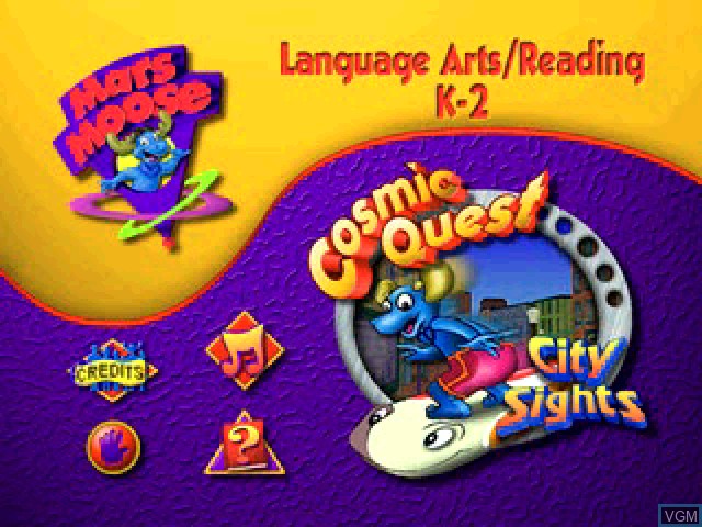 Title screen of the game A Mars Moose Adventure - Cosmic Quest 1 - City Sights on Sony Playstation