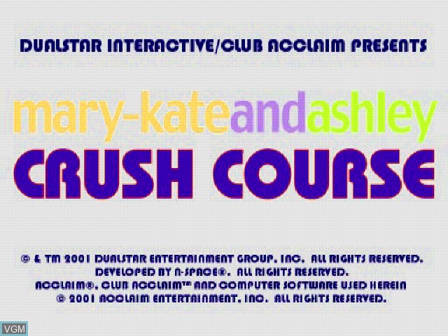 Title screen of the game Mary-Kate and Ashley - Crush Course on Sony Playstation