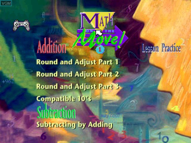 Title screen of the game Math on the Move! - Addition/Subtraction Advanced on Sony Playstation