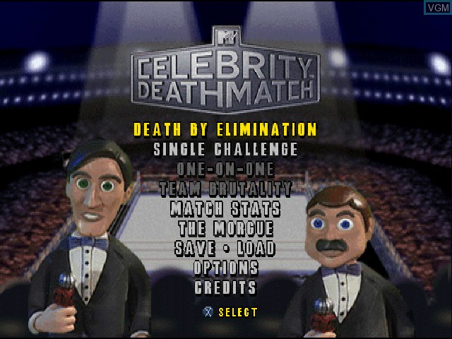 Title screen of the game MTV's Celebrity Deathmatch on Sony Playstation