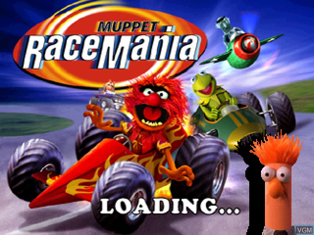 Title screen of the game Muppet RaceMania on Sony Playstation