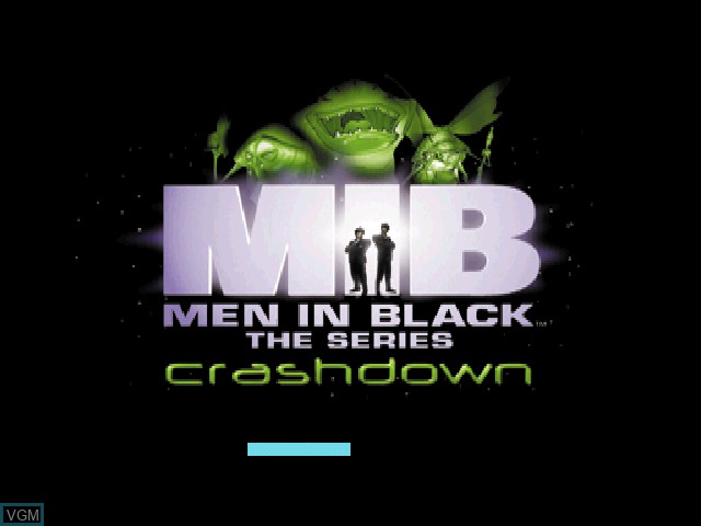 Title screen of the game Men in Black - The Series - Crashdown on Sony Playstation